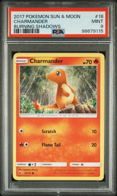 2017 POKEMON SUN & MOON BURNING SHADOWS #18 CHARMANDER PSA 9