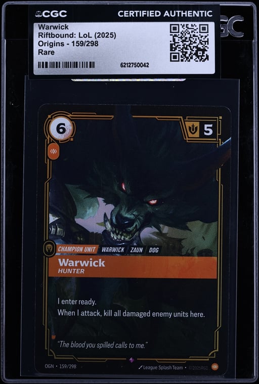 2025 Riftbound League Of Legends LoL Origins Warwick #159 CGC AUTH