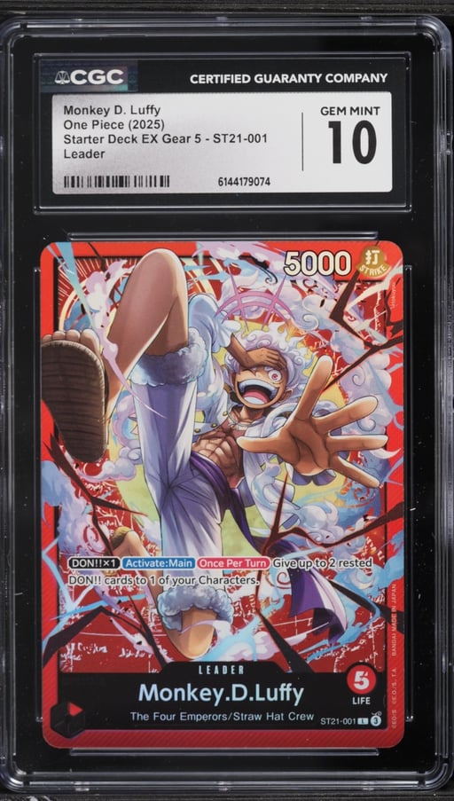 2025 One Piece Starter Deck EX Gear 5 Leader Monkey D. Luffy #ST21-001 CGC 10 GEM MINT