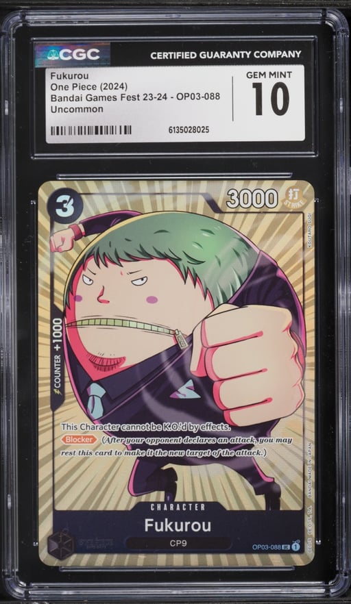 2024 One Piece Bandai Games Fest '23-'24 Fukurou #OP03-088 CGC 10 GEM MINT