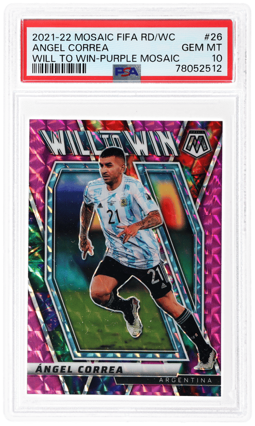 2021 Panini Mosaic Fifa Road To World Cup Will To Win Purple Mosaic Angel Correa #26 48/50 PSA 10