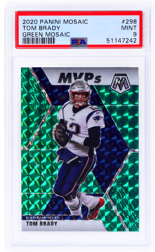 2020 Panini Mosaic Green Mosaic Prizm Tom Brady #298 PSA 9