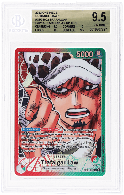 2022 One Piece Romance Dawn Alternate Art Errata Trafalgar Law #2 BGS 9.5