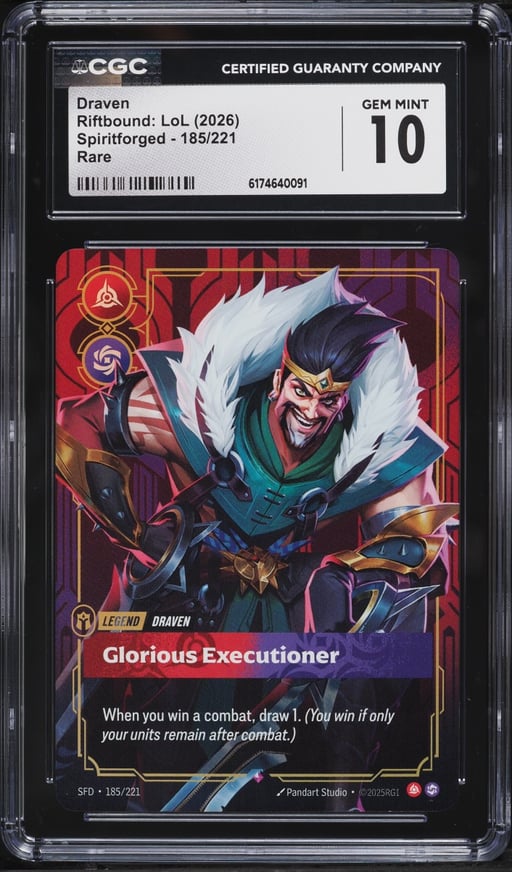 2026 Riftbound League Of Legends LoL Spiritforged Draven #185 CGC 10 GEM MINT