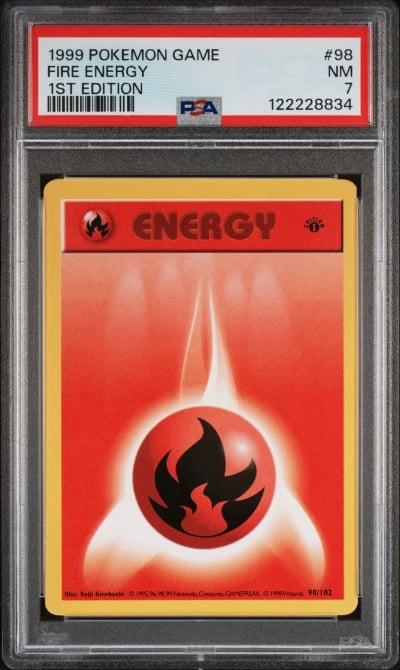 1999 POKEMON BASE SET 1ST EDITION #98 FIRE ENERGY PSA 7