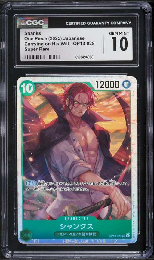 2025 One Piece Carrying On His Will Shanks #OP13-028 CGC 10 GEM MINT