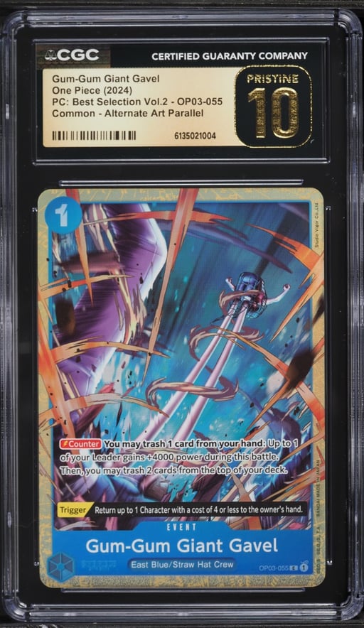2024 One Piece PC Best Selection Volume 2 Alt Art Gum-Gum Giant Gavel #OP03-055 CGC 10 PRISTINE