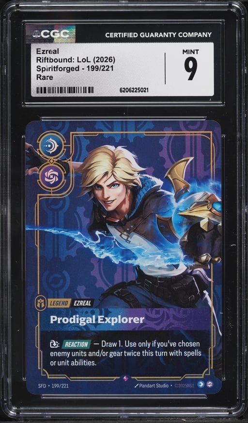2026 Riftbound League Of Legends LoL Spiritforged Ezreal #199 CGC 9 MINT