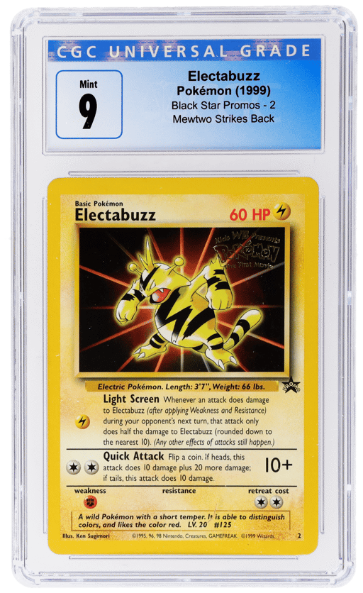 1999 Pokemon Wizards of the Coast Black Star Promo Mewtwo Strikes Back Electabuzz #2 CGC 9