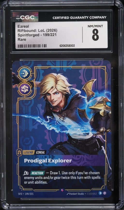2026 Riftbound League Of Legends LoL Spiritforged Ezreal #199 CGC 8 NM-MT