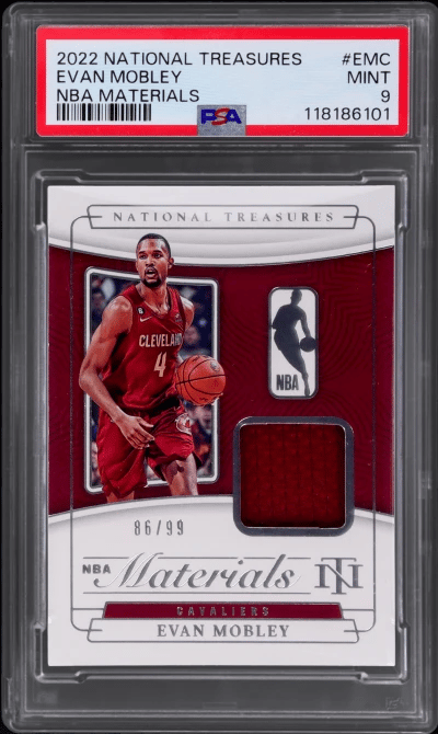 2022 National Treasures NBA Materials Evan Mobley #NM-EMC 86/99 PSA 9