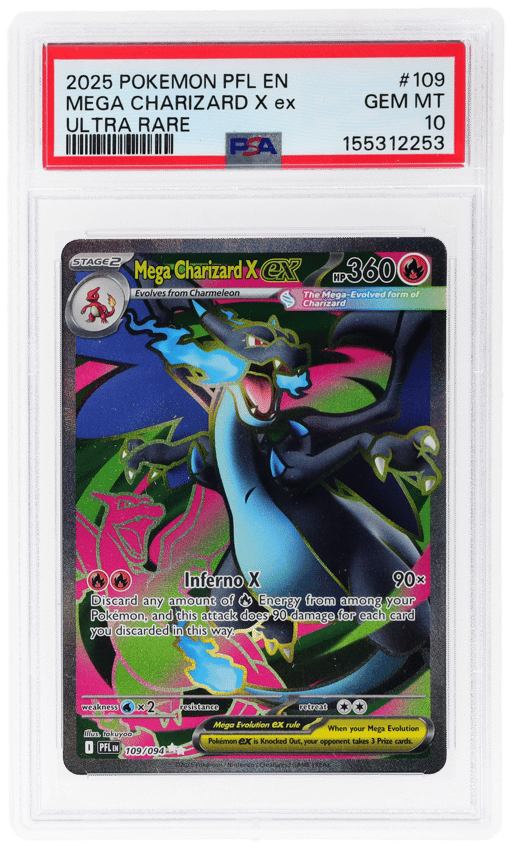 2025 Pokemon Mega Evolution Phantasmal Flames Ultra Rare Mega Charizard X Ex #109 PSA 10