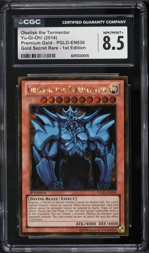 2014 Yu-Gi-Oh! Premium Gold 1st Edition Gold Secret Obelisk The Tormentor #PGLD-EN030 CGC 8.5