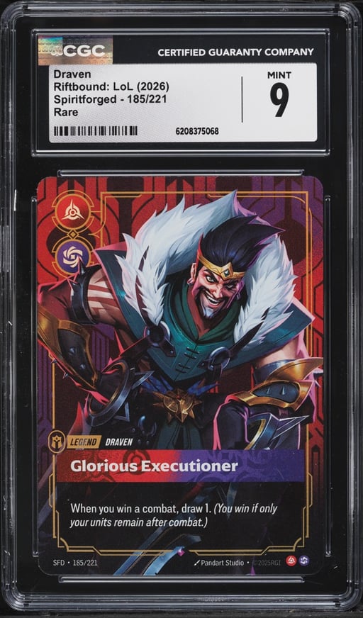 2026 Riftbound League Of Legends LoL Spiritforged Draven #185 CGC 9 MINT