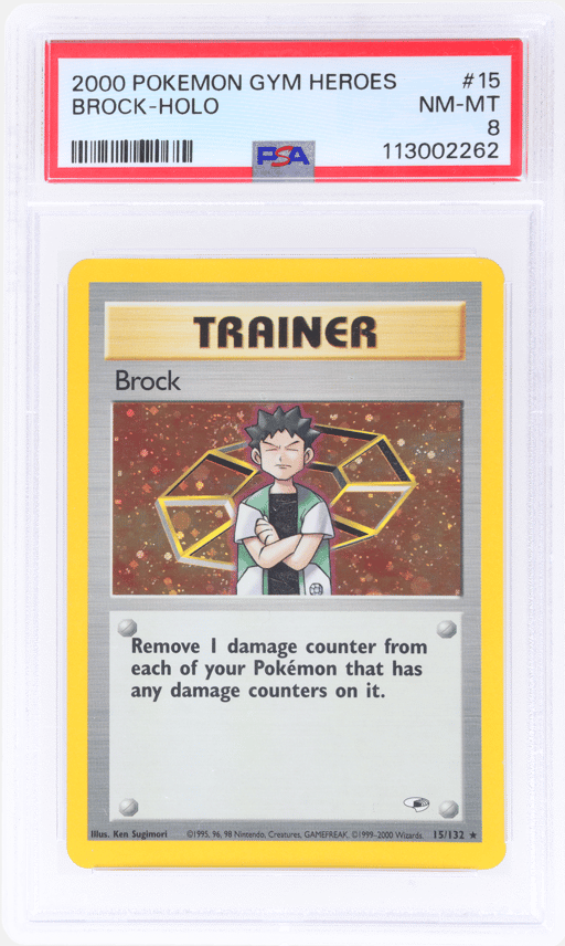 2000 Pokemon Gym Heroes Holo Brock #15 PSA 8