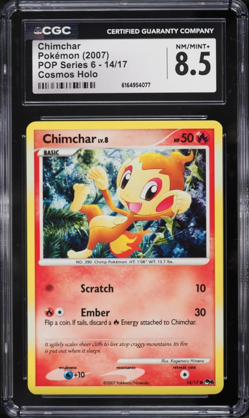 2007 Pokemon POP Series 6 Cosmos Holo Chimchar #14 CGC 8.5 NM-MT+