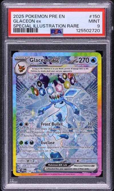 2025 Pokemon SV Prismatic Evolutions SIR Glaceon EX #150 PSA 9 MINT