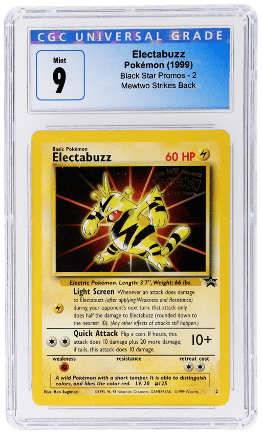 1999 Pokemon Wizards of the Coast Black Star Promo Mewtwo Strikes Back Electabuzz #2 CGC 9