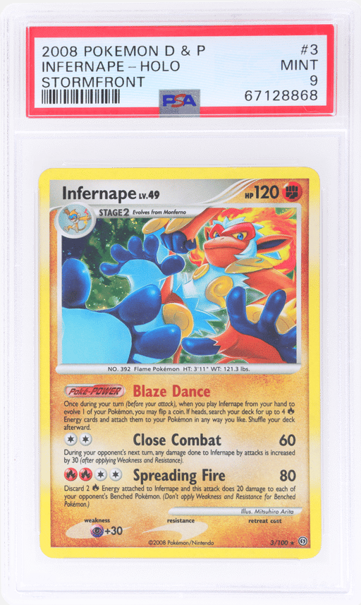 2008 Pokemon Diamond and Pearl Stormfront Holo Infernape #3 PSA 9