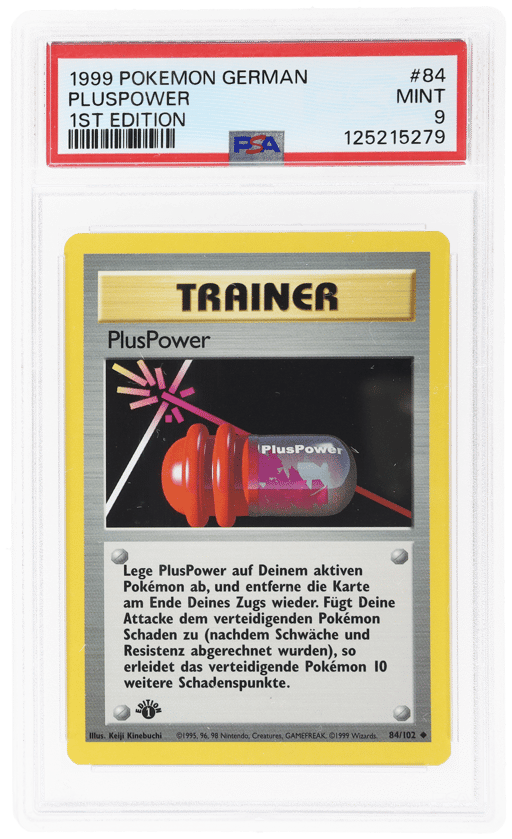 1999 Pokemon Base Set German 1st Edition Pluspower #84 PSA 9