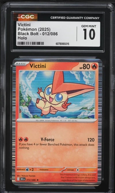 2025 Pokemon Scarlet & Violet Black Bolt Holo Victini #12 CGC 10 GEM MINT