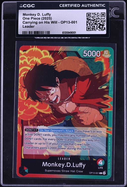 2025 One Piece Carrying On His Will Leader Monkey D. Luffy #OP13-001 CGC AUTH