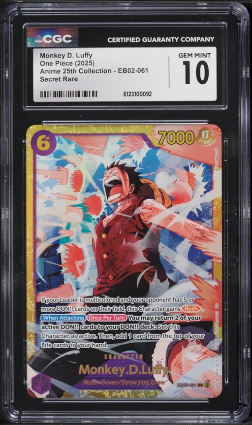 2025 One Piece Japanese Anime 25th Collection SEC Monkey D. Luffy #EB02-061 CGC 10 GEM MINT