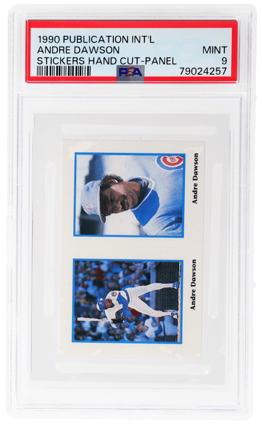 1990 Publication International Stickers Hand Cut Panel Andre Dawson PSA 9