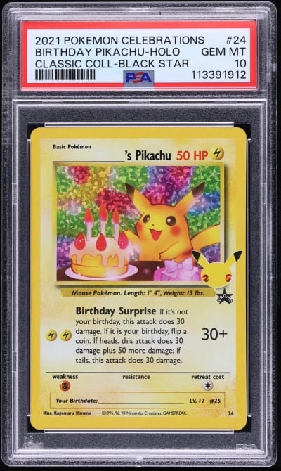 2021 Pokemon SWSH Promo Celebrations Classic Holo Birthday Pikachu #24 PSA 10