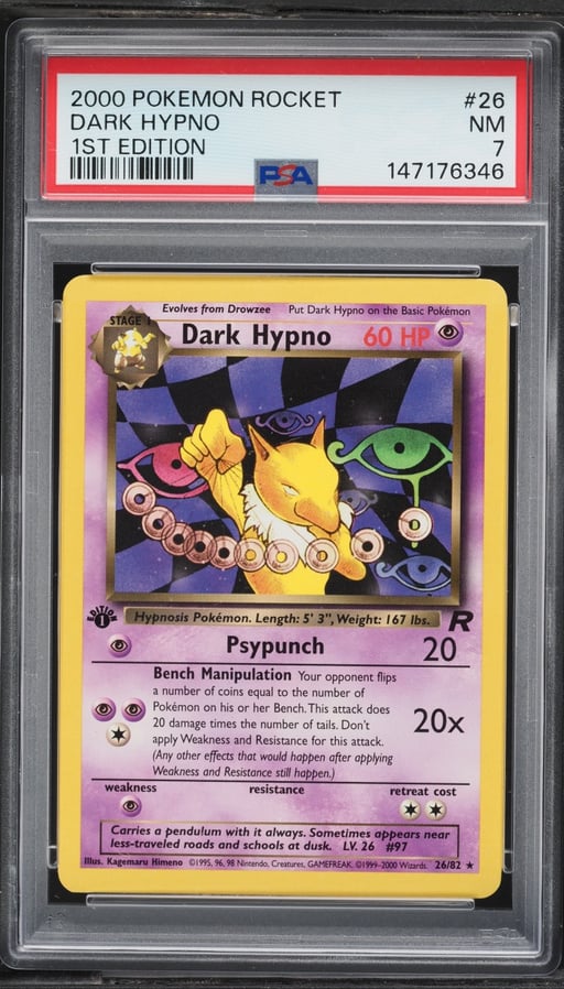 2000 Pokemon Team Rocket 1st Edition Dark Hypno #26 PSA 7 NRMT