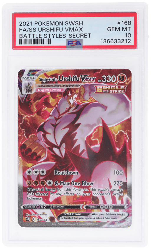 2021 Pokemon Sword and Shield Battle Styles Secret Rare Single Strike Urshifu Vmax #168 PSA 10