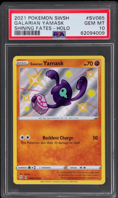 2021 Pokemon Sword and Shield Shining Fates Shiny Vault Galarian Yamask #SV065 PSA 10