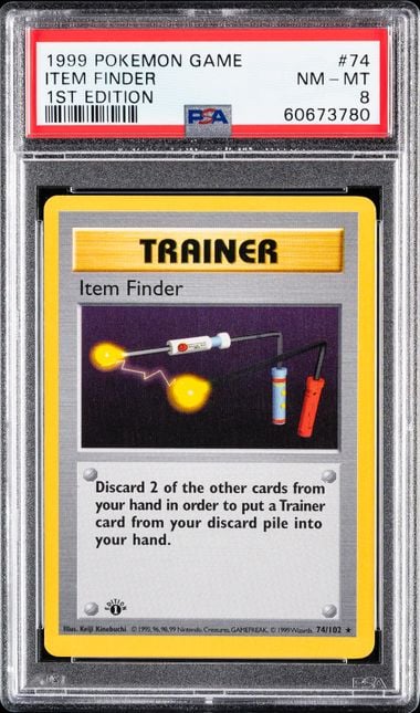 1999 POKEMON GAME #74 ITEM FINDER 1ST EDITION PSA 8