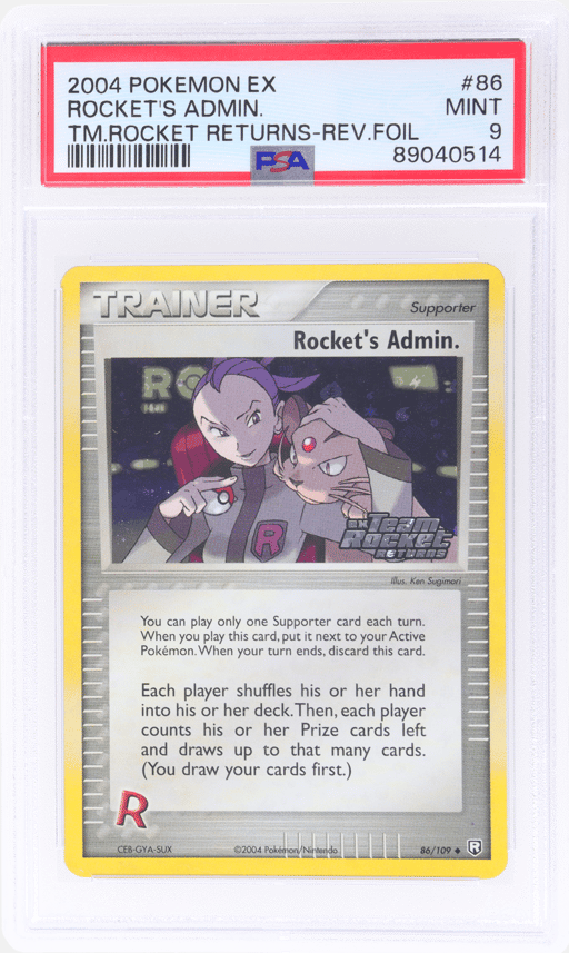 2004 Pokemon Ex Team Rocket Returns Reverse Holo Rocket's Admin #86 PSA 9