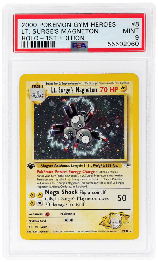 2000 Pokemon Gym Heroes 1st Edition Holo Lt. Surge's Magneton #8 PSA 9