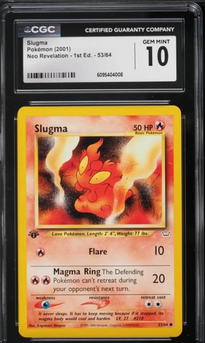 2001 Pokemon Neo Revelation 1st Edition Slugma #53 CGC 10 GEM MINT