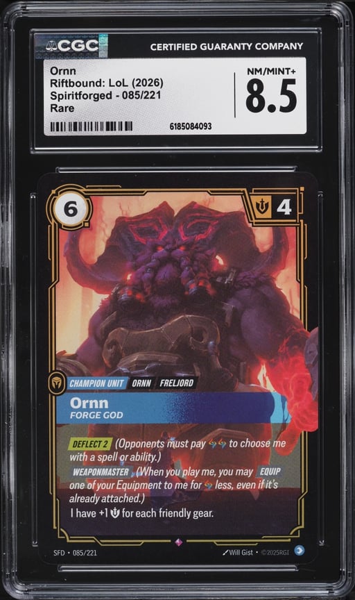 2026 Riftbound League Of Legends LoL Spiritforged Ornn #085 CGC 8.5 NM-MT+