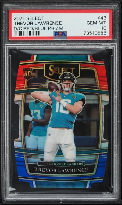 2021 Select Concourse Red Blue Prizm Die-Cut Trevor Lawrence ROOKIE #43 PSA 10