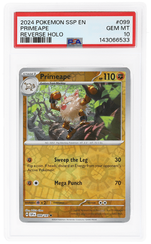 2024 Pokemon Surging Sparks Reverse Holo Primeape #099 PSA 10