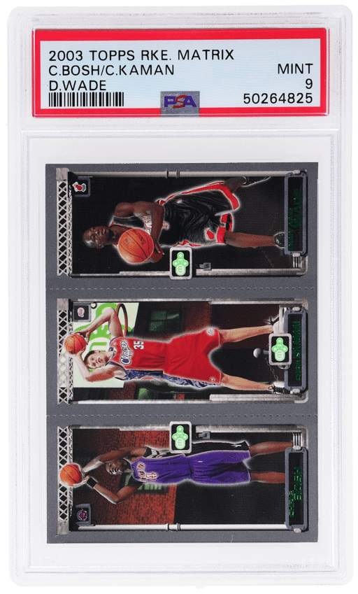 2003 Topps Rookie Matrix Chris Bosh/Chris Kaman/Dwyane Wade PSA 9