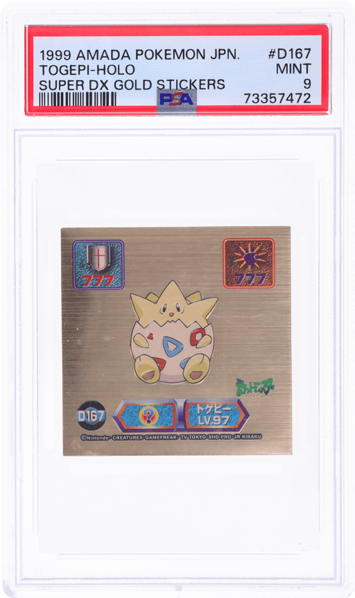 1999 Amada Pokemon Japanese Stickers Holo Super Dx Gold Togepi #D167 PSA 9