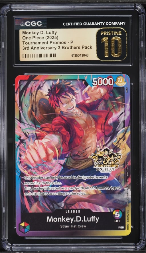 2025 One Piece Tournament Promo 3rd 3 Brothers Leader Monkey D. Luffy CGC 10 PRISTINE