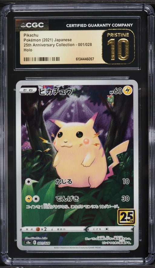 2021 Pokemon Japanese Sword & Shield 25th Anniversary Full Art Pikachu #1 CGC 10 PRISTINE