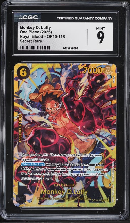 2025 One Piece Royal Blood SEC Monkey D. Luffy #OP10-118 CGC 9 MINT