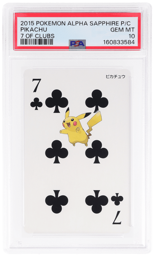 2015 Pokemon Alpha Sapphire Playing Cards 7 of Clubs Pikachu PSA 10