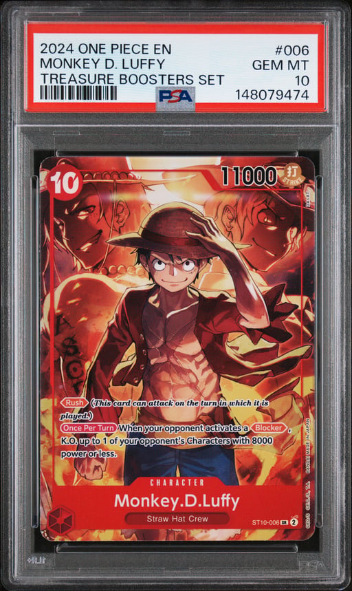 2024 ONE PIECE PROMOS 006 MONKEY D. LUFFY TREASURE BOOSTERS SET PSA 10