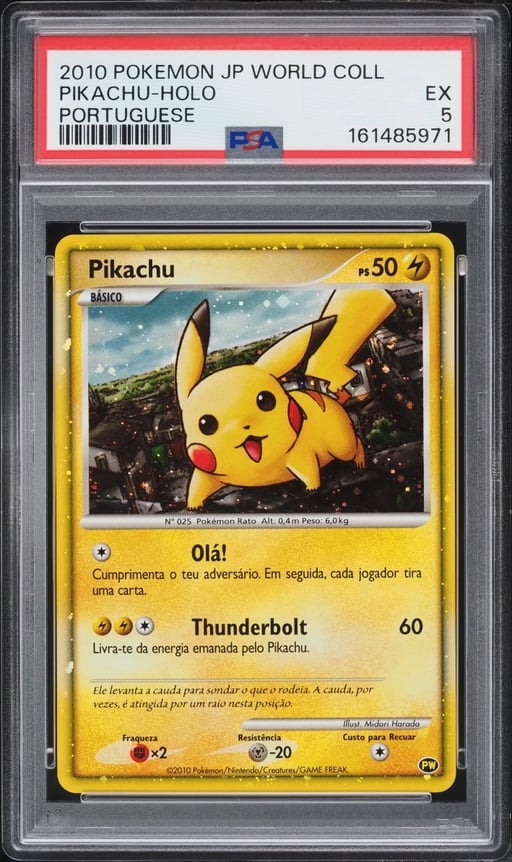 2010 Pokemon Portuguese World Collection Holo Pikachu PSA 5 EX