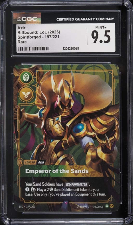 2026 Riftbound League Of Legends LoL Spiritforged Azir #197 CGC 9.5 MINT+