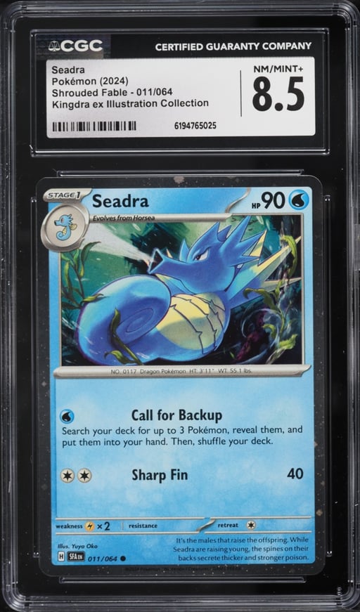 2024 Pokemon SV Shrouded Fable Kingdra ex Illustration Collection Seadra #011 CGC 8.5 NM-MT+