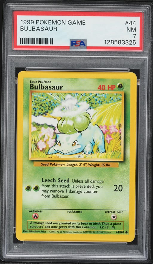 1999 Pokemon Base Set Bulbasaur #44 PSA 7 NRMT